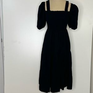 Arkitect smoked midi black balloon sleeve dress XS